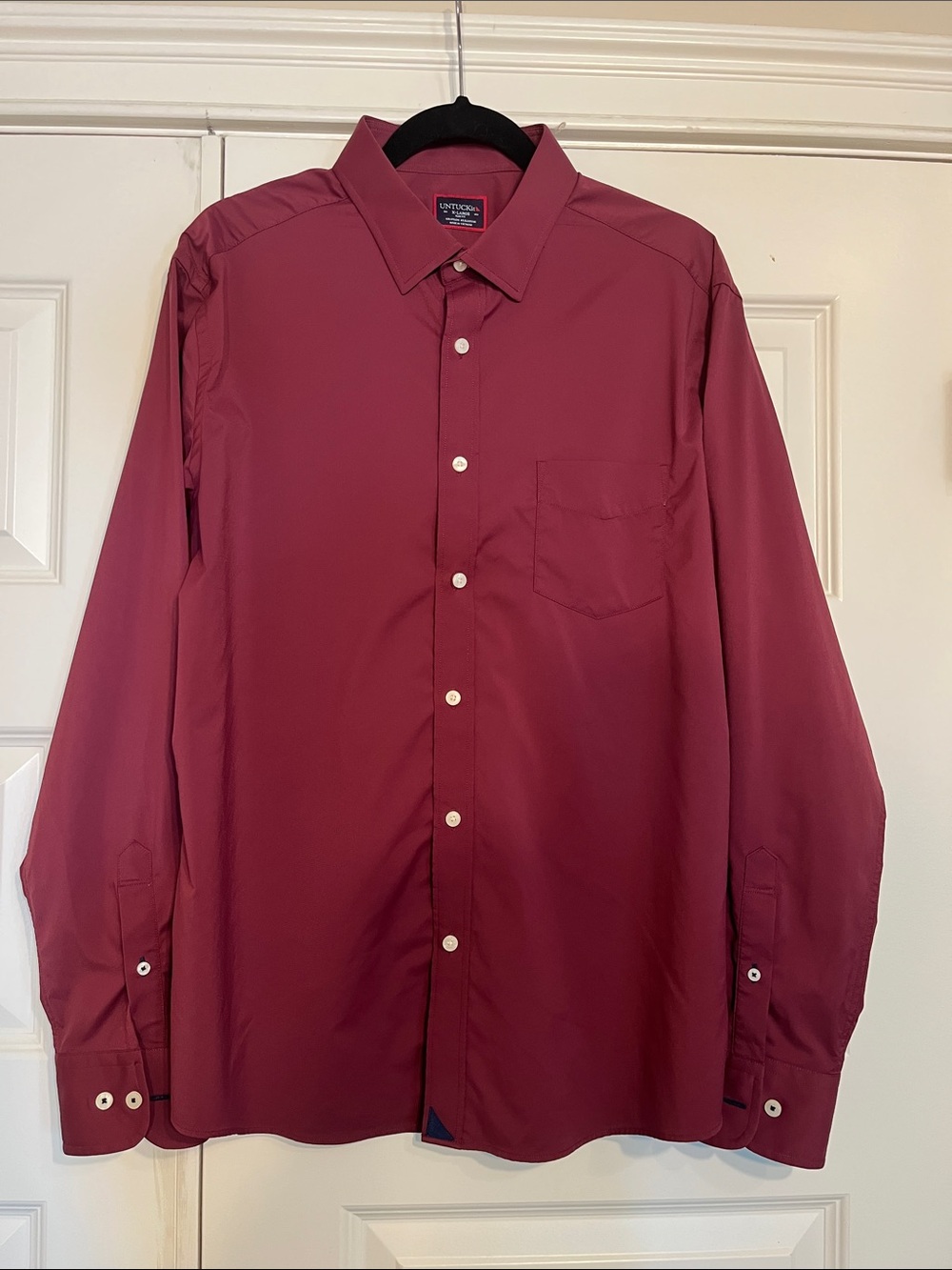 UNTUCKit Men's Long-Sleeve Dress Shirt in Maroon